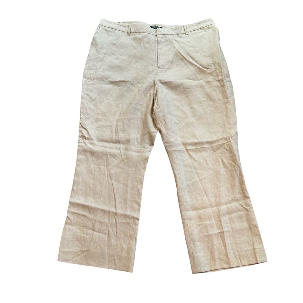 Lauren Ralph Lauren Linen Wide Leg Relaxed Trouser Pants Women’s Size 22W Beige